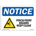 Signmission OSHA Sign, 12" H, 18" W, Rigid Plastic, Pinch Point Hazard Keep Clear Sign With Symbol, Landscape OS-NS-P-1218-L-17287